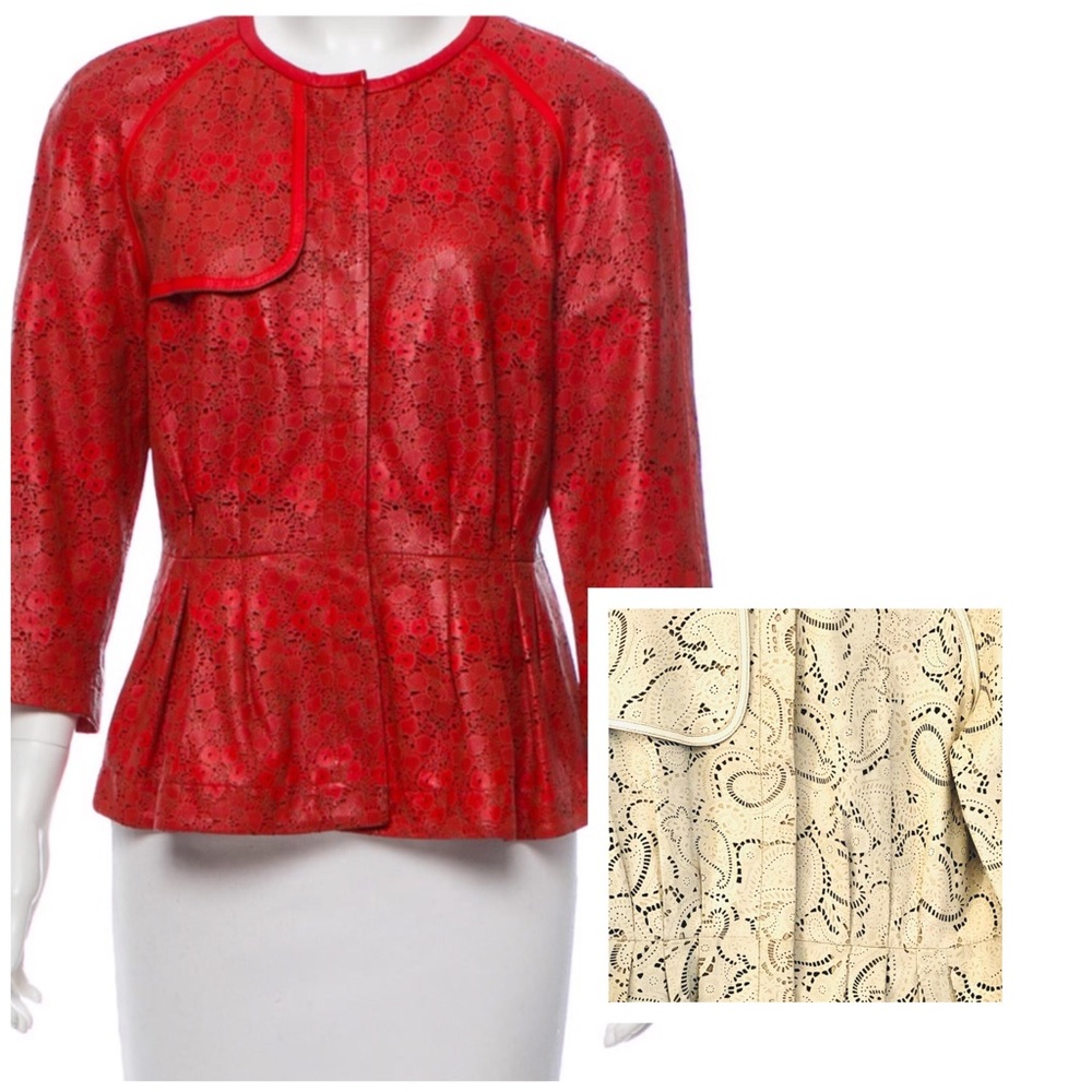 THE WRIGHTS Laser Cut Leather Jacket
